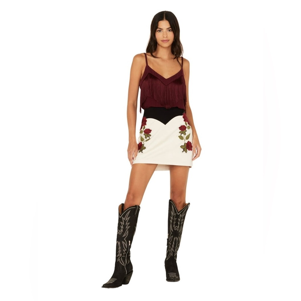 Idyllwind Rhinestone Rose Western Mini Skirt, S - Picture 2 of 10